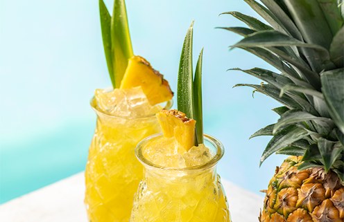 Malibu rum and pineapple cocktails